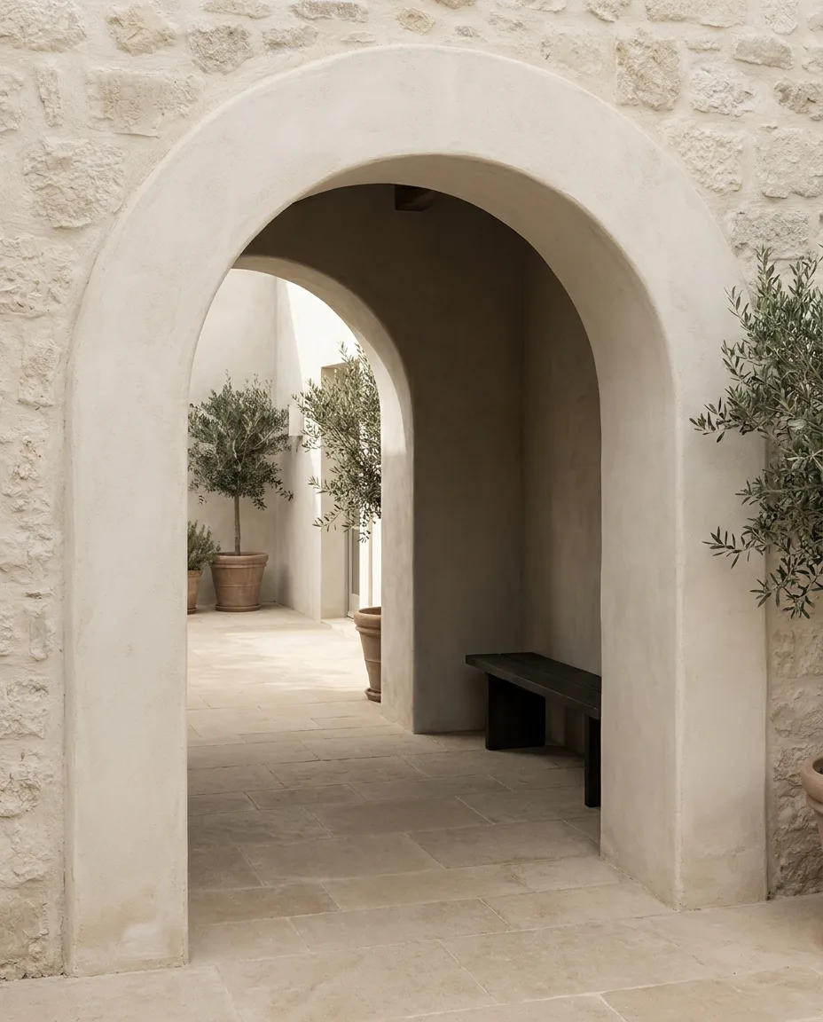 Arco de un patio andaluz en sombra
